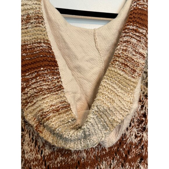 Free People Hooded Knit Sweater Womens L Multicolor Boho Textured Mixed Design - Picture 6 of 6